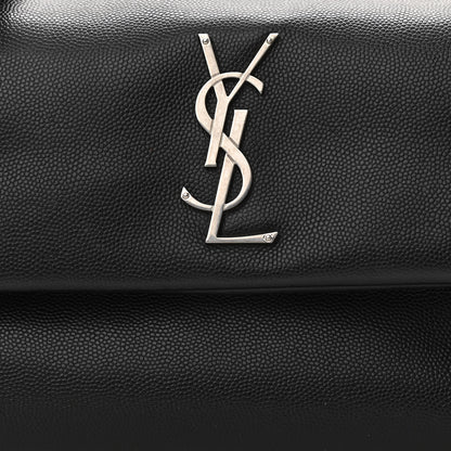Saint Laurent Grain De Poudre Small West Hollywood Monogram Fold-Over Bag Black 8 of 10