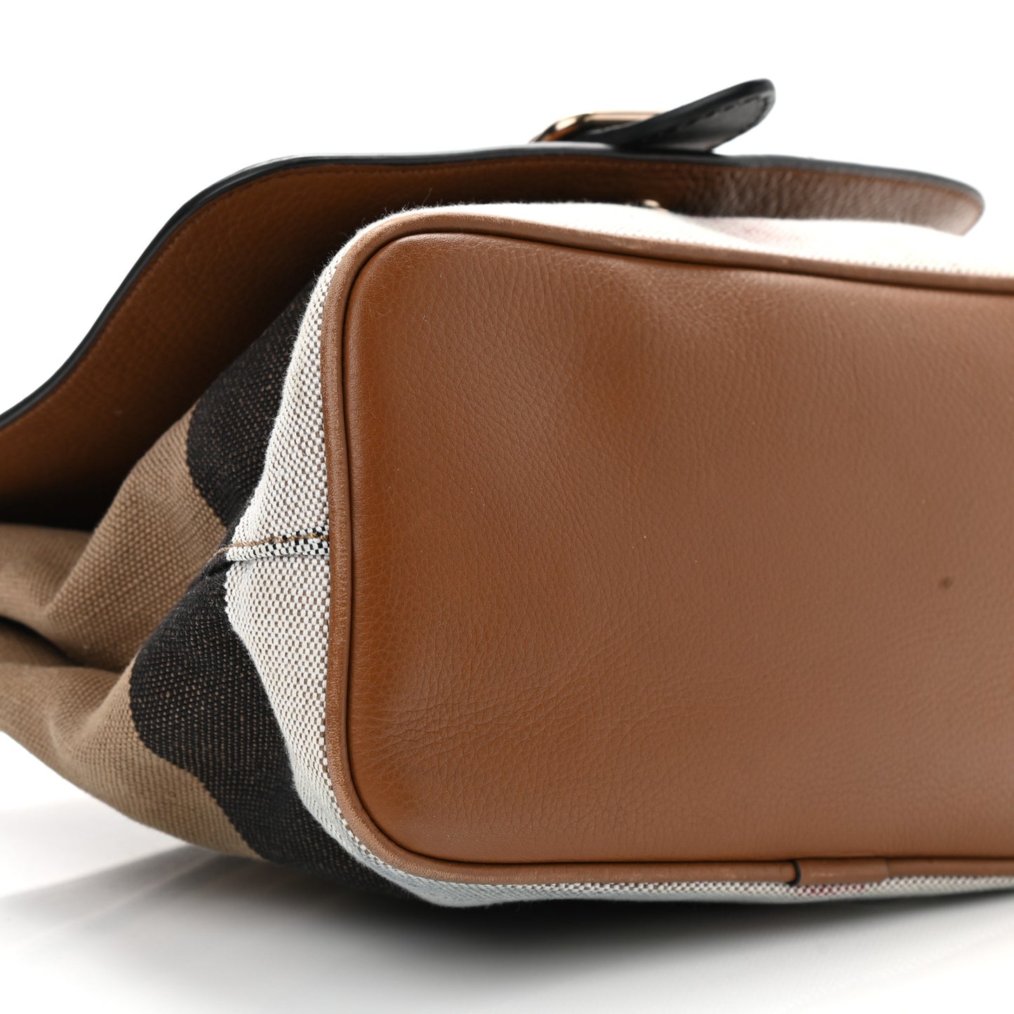 Canvas Mega Check Grainy Calfskin Small Shellwood Crossbody Brown