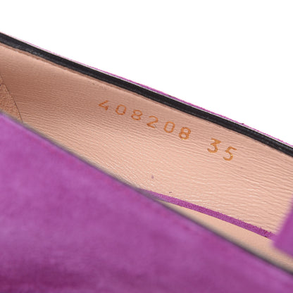 Gucci Kid Scamosciato GG Marmont Fringe 50mm Loafer Pumps 35 Purple 10 of 10