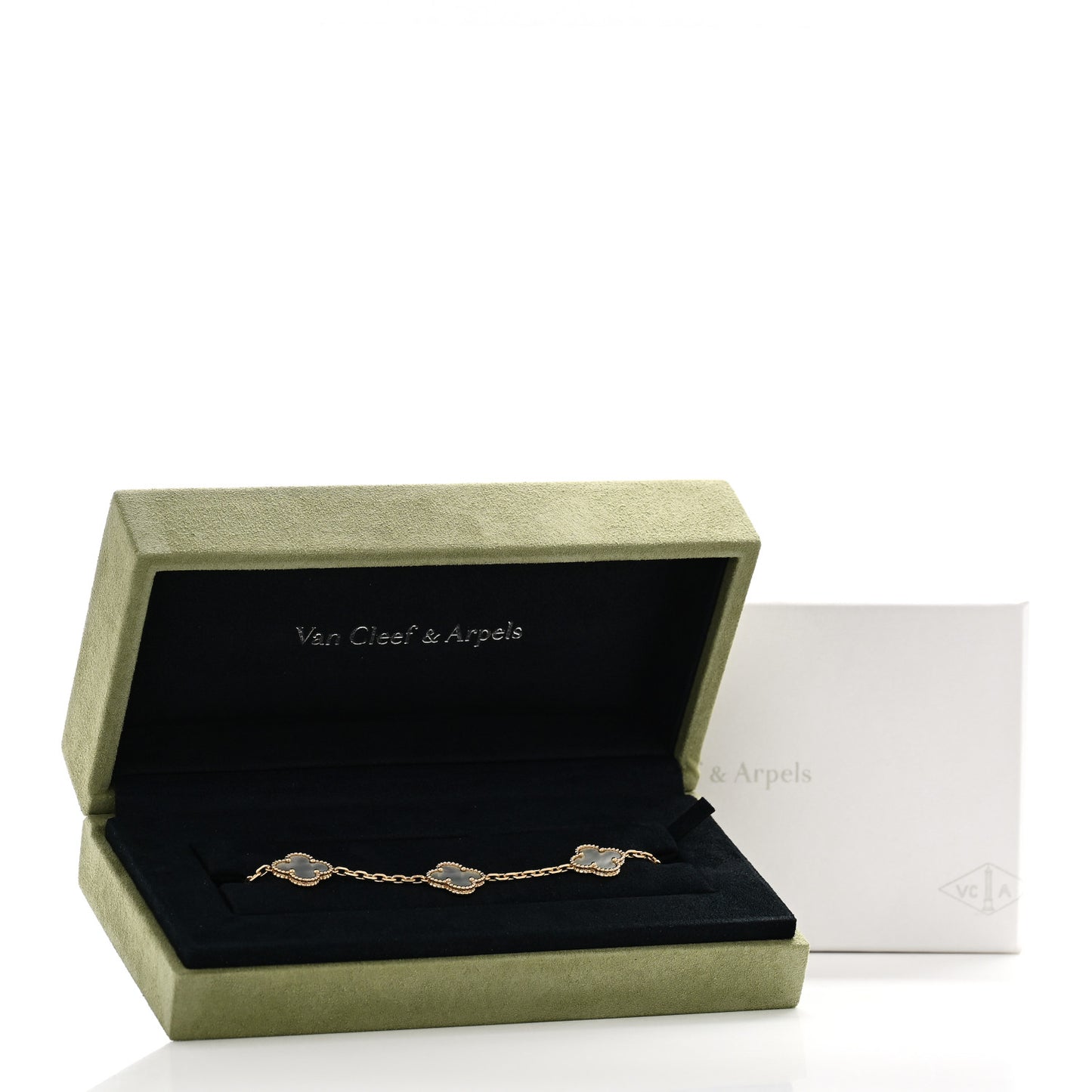 18K Yellow Gold Mother of Pearl 5 Motifs Vintage Alhambra Bracelet