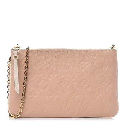 Louis Vuitton Empreinte Double Zip Pochette Beige Rose Creme 1 of 10