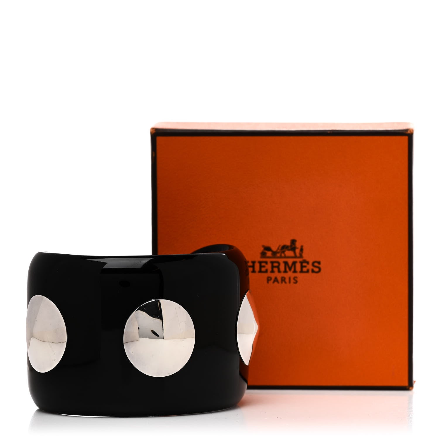 Hermes Horn Sterling Silver Cuff PM Black 5 of 5