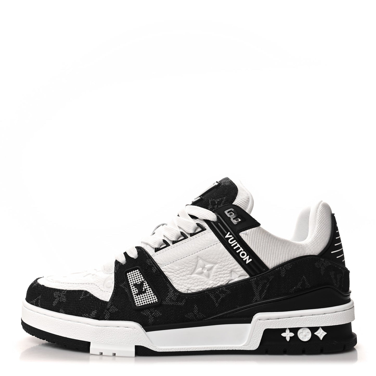 Calfskin Monogram Denim Mens LV Trainer Sneakers 8.5 Black