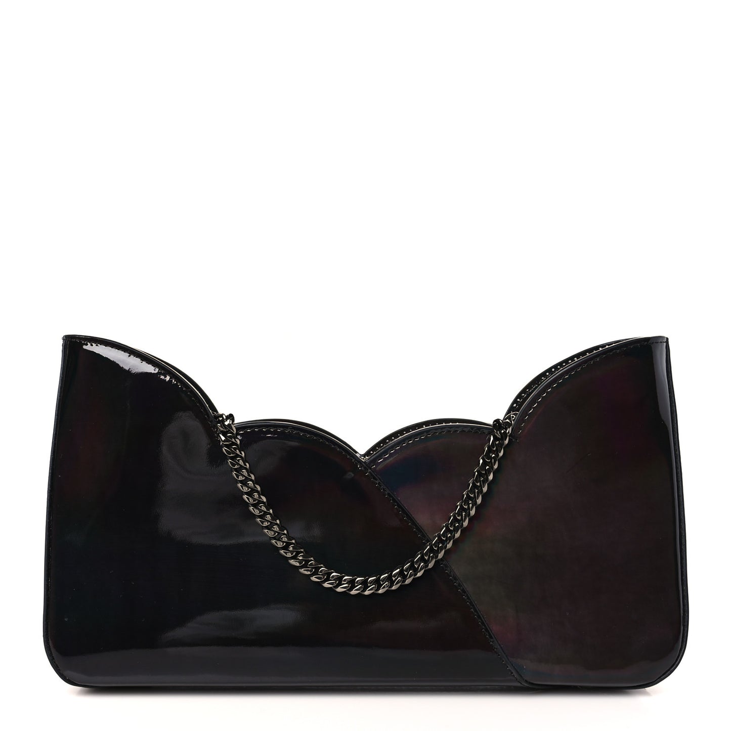 Iridescent Patent Hot Chick Chain Shoulder Bag Black