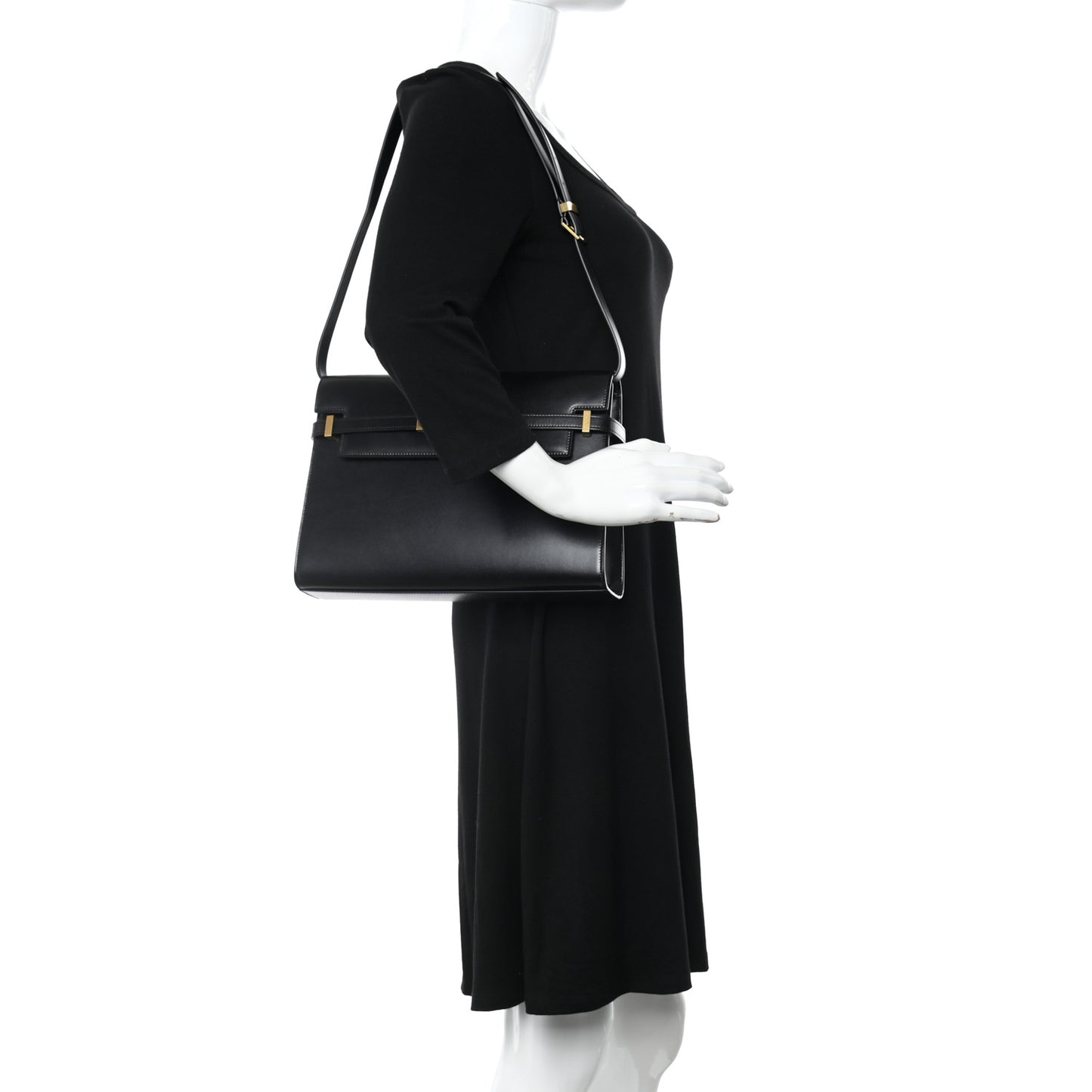 Smooth Calfskin Manhattan Shoulder Bag Black