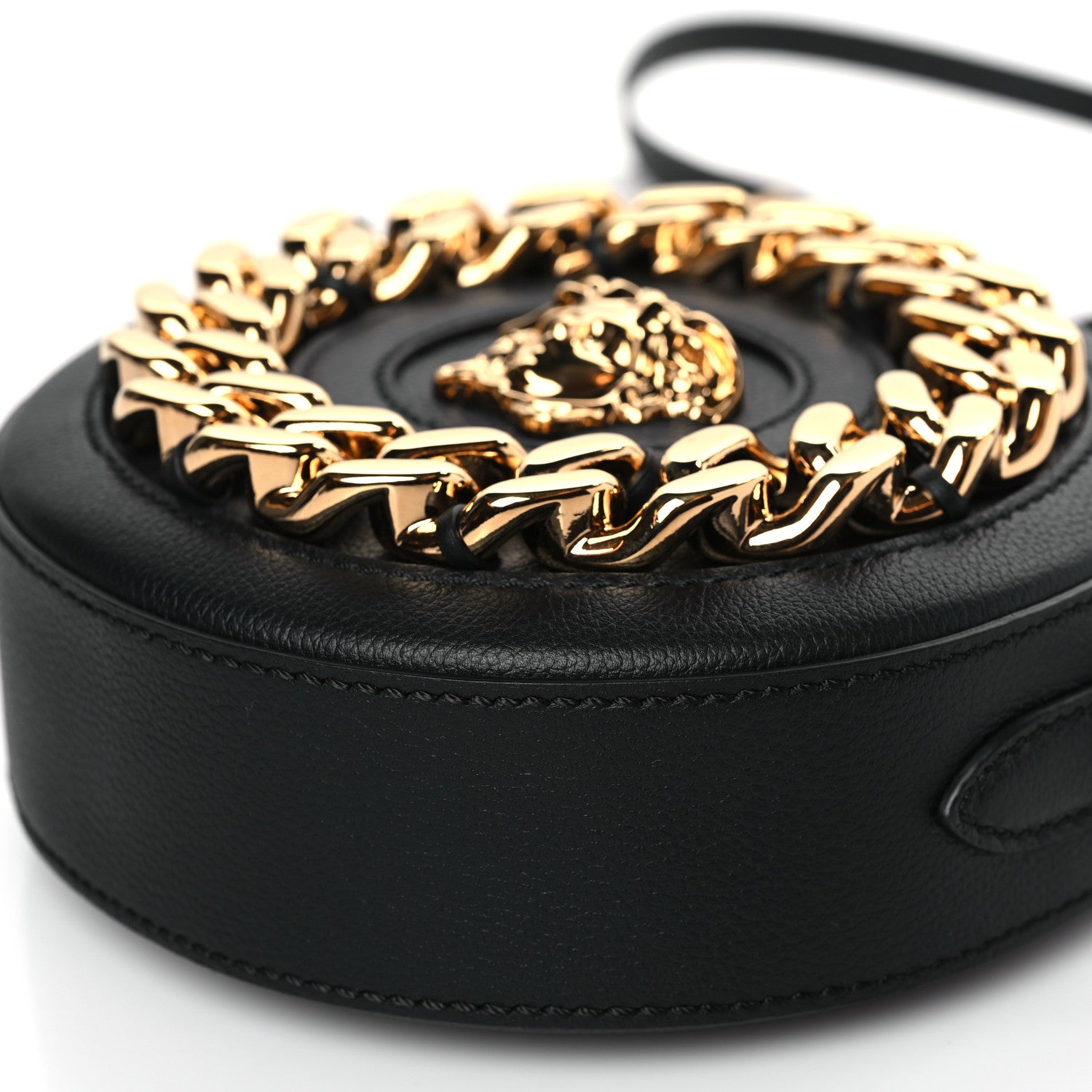 Versace Calfskin Mini La Medusa Chain Round Crossbody Bag Black 8 of 8