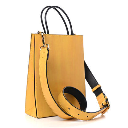 Fendi Vitello Fluffy Logo Small Pack Shopper Tote Yellow Box Black 2 of 4