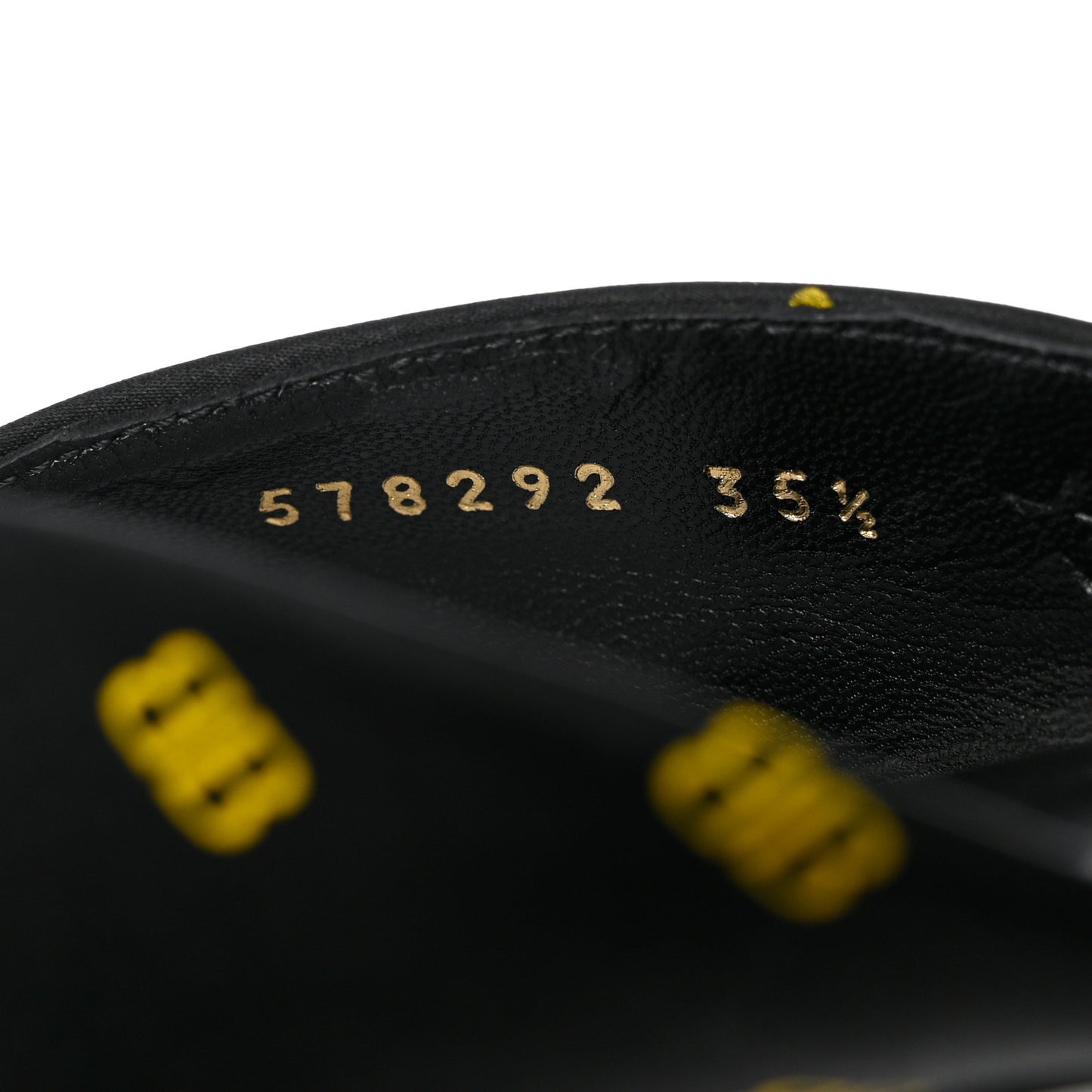 Crepe Satin BB Printed Pointy Toe Knife Flat Mules 36.5 Black Yellow