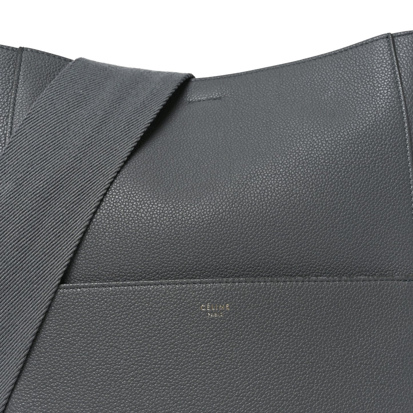 Soft Grained Calfskin Sangle Bucket Bag Grey