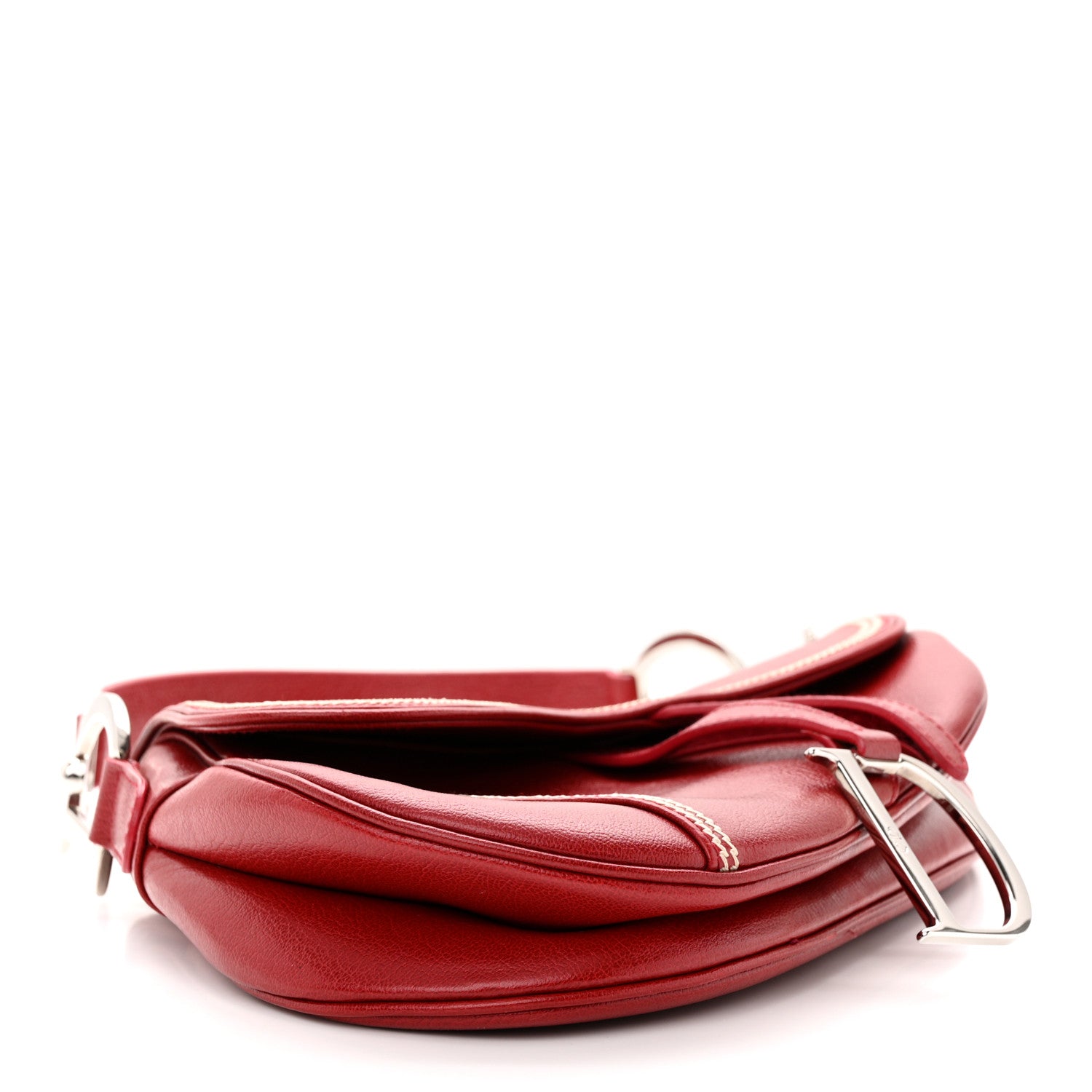 Christian Dior Shiny Goatskin Saddle Bag Red 4 of 10