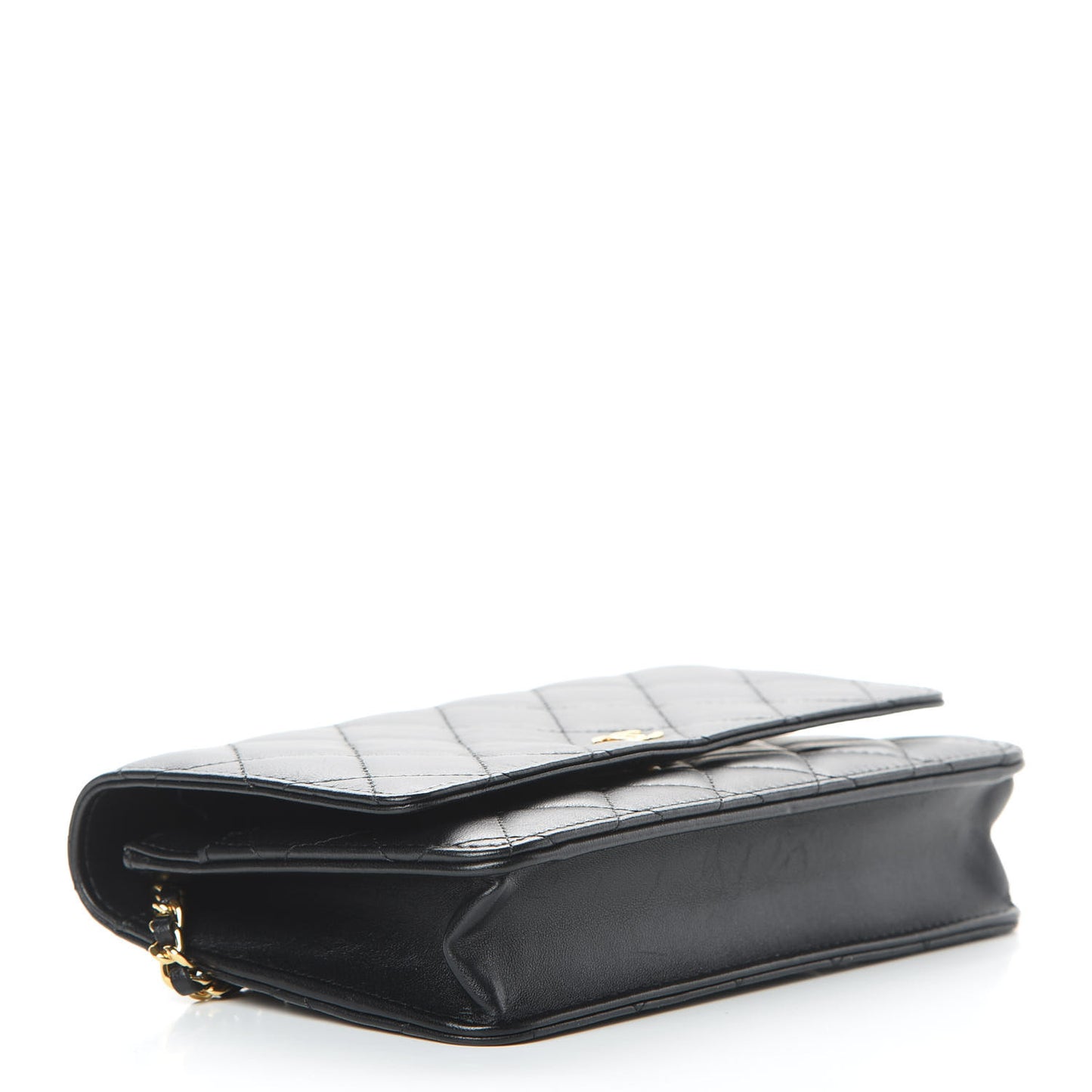 Lambskin Quilted Wallet On Chain WOC Black
