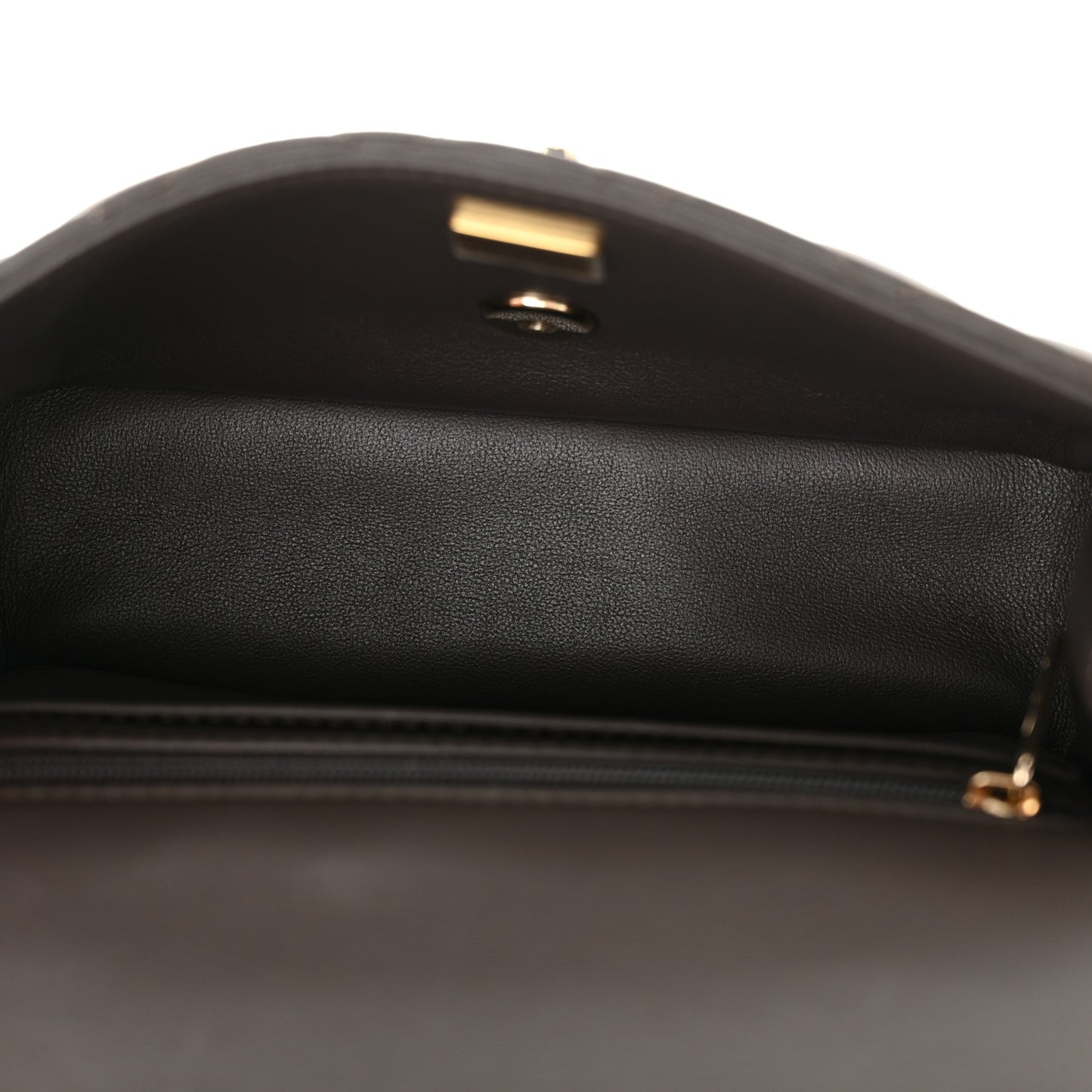Lambskin Quilted Mini Top Handle Rectangular Flap Dark Brown