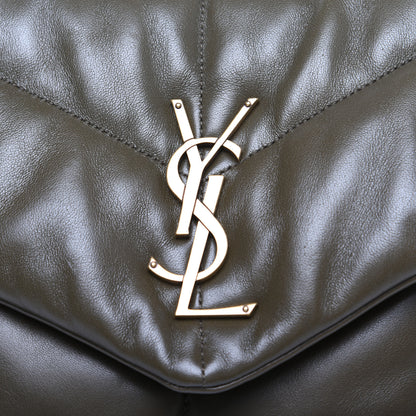 Saint Laurent Lambskin Quilted Medium Loulou Puffer Monogram Chain Satchel Seaweed 11 of 12