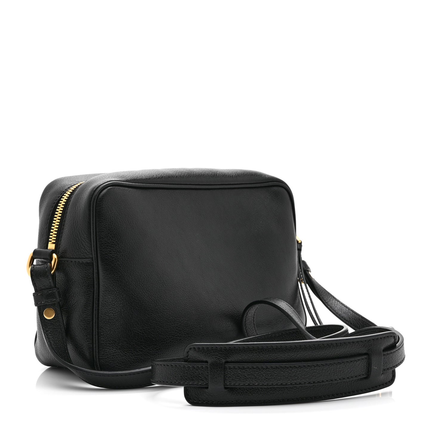Glace Calfskin Embossed Logo Crossbody Black