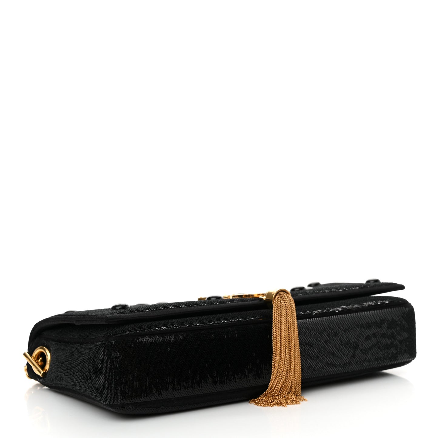 Sequin Satin Monogram Tassel Kate 99 Black