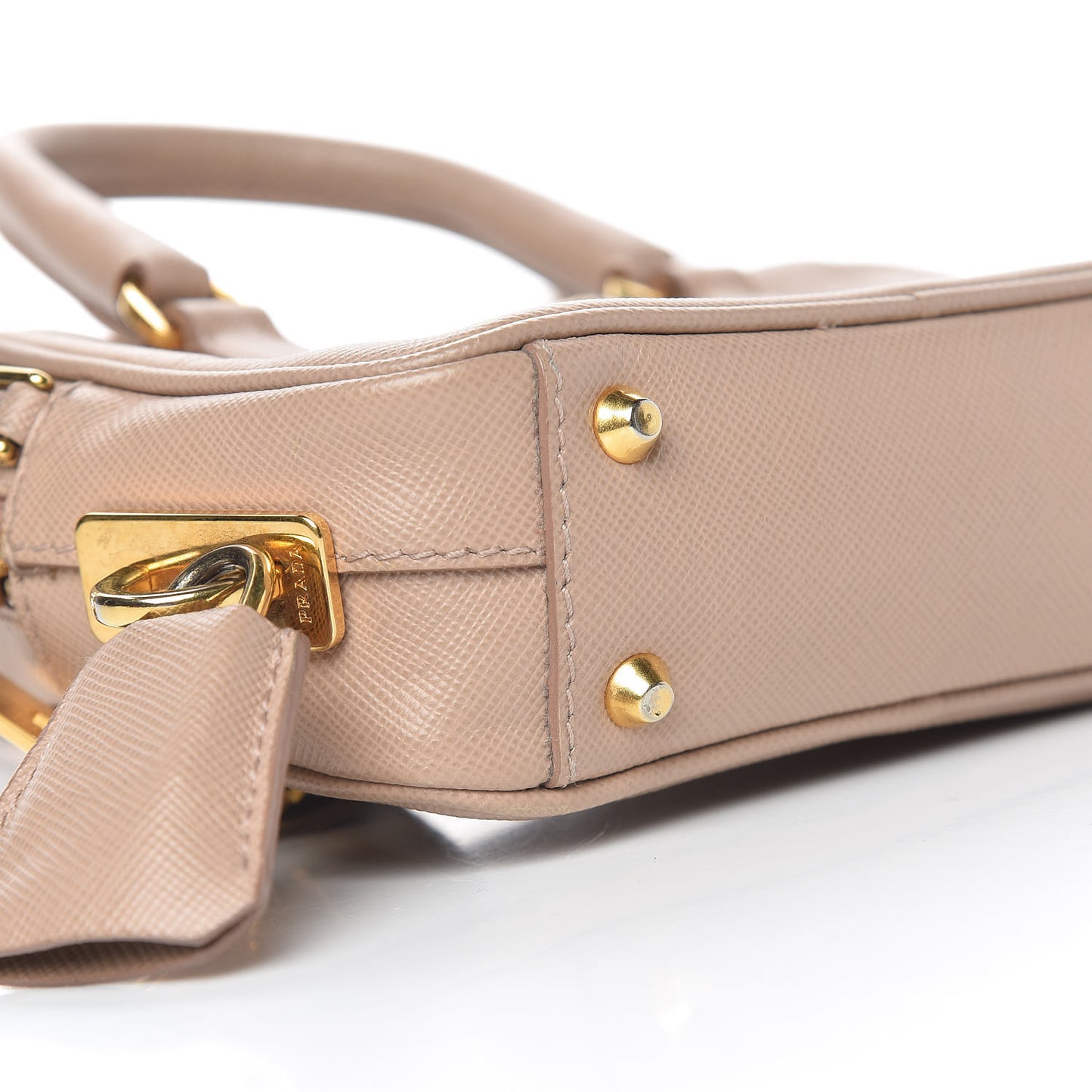 Saffiano Lux Mini Top Handle Crossbody Cammeo