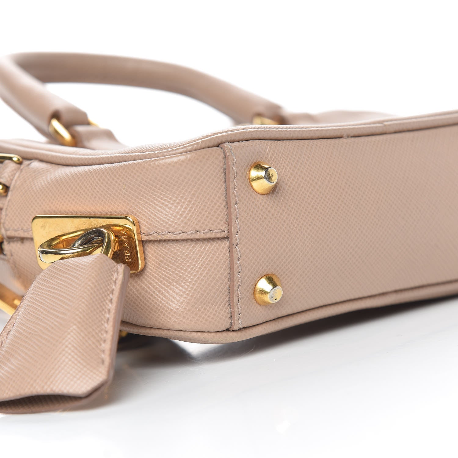 Prada Saffiano Lux Mini Top Handle Crossbody Cammeo 9 of 12