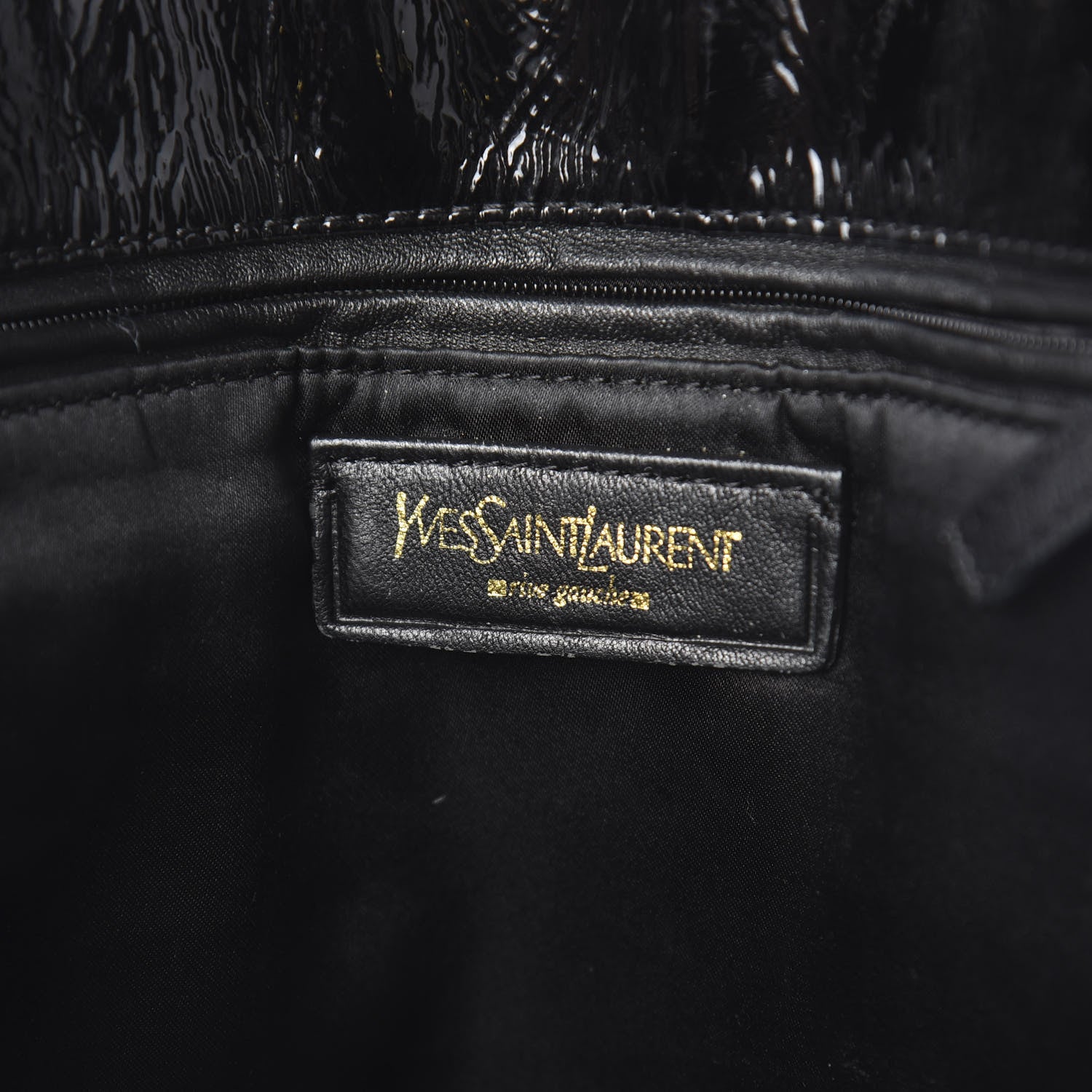 Saint Laurent Patent Crocodile Embossed Tribute Tote Black 8 of 10