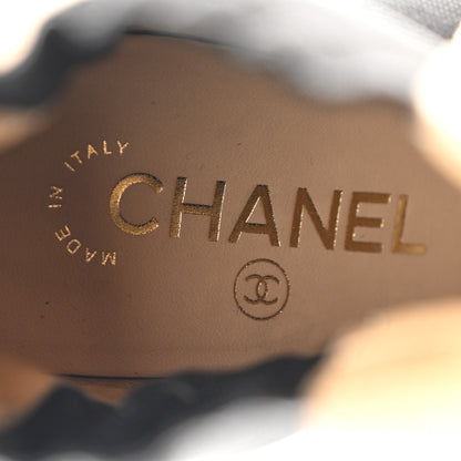 Chanel Lambskin Cap Toe Boots 37 Beige Black 7 of 11