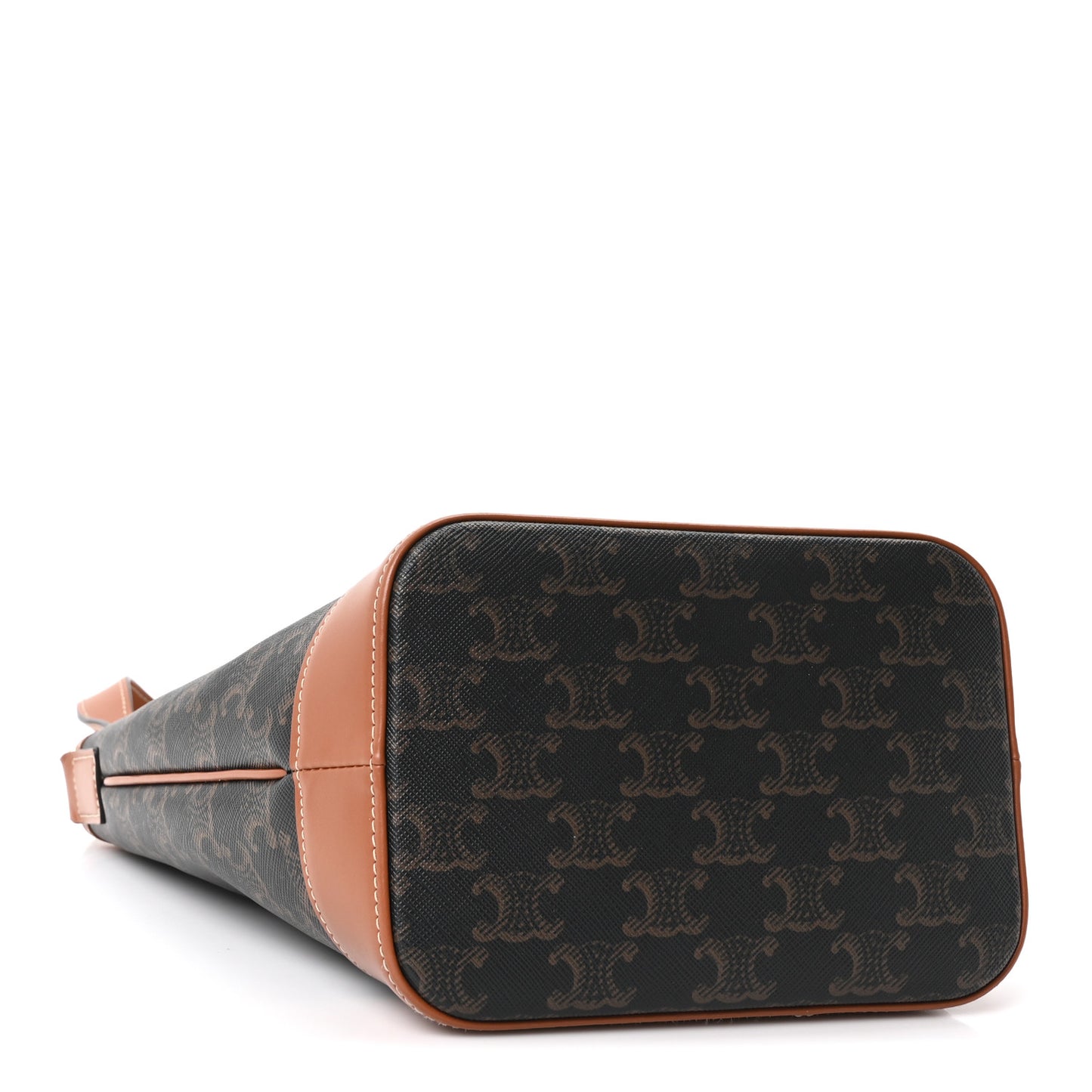 Triomphe Canvas Calfskin Small Bucket Bag Tan