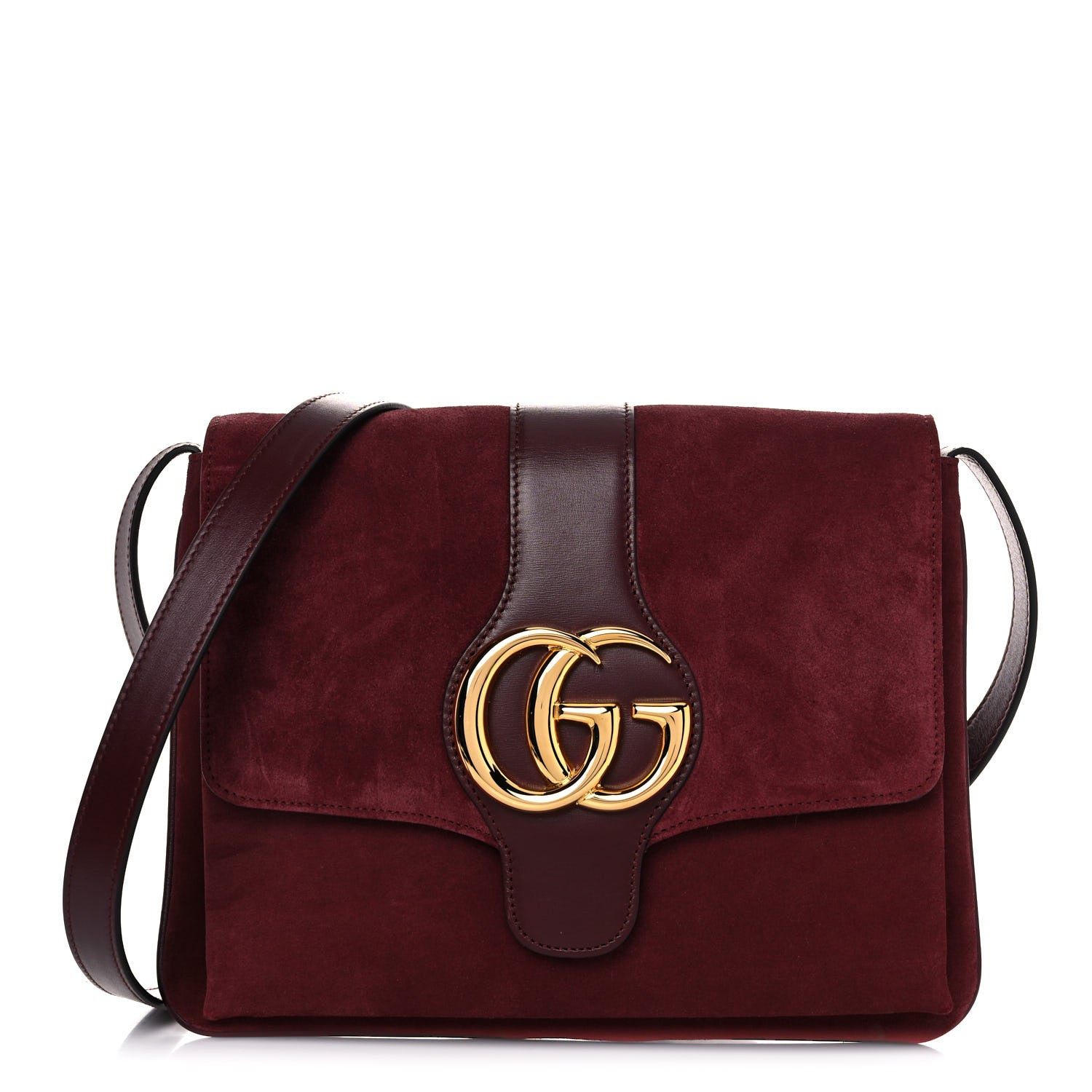 Gucci Suede Medium Arli Flap Shoulder Bag Vintage Bordeaux 1 of 12