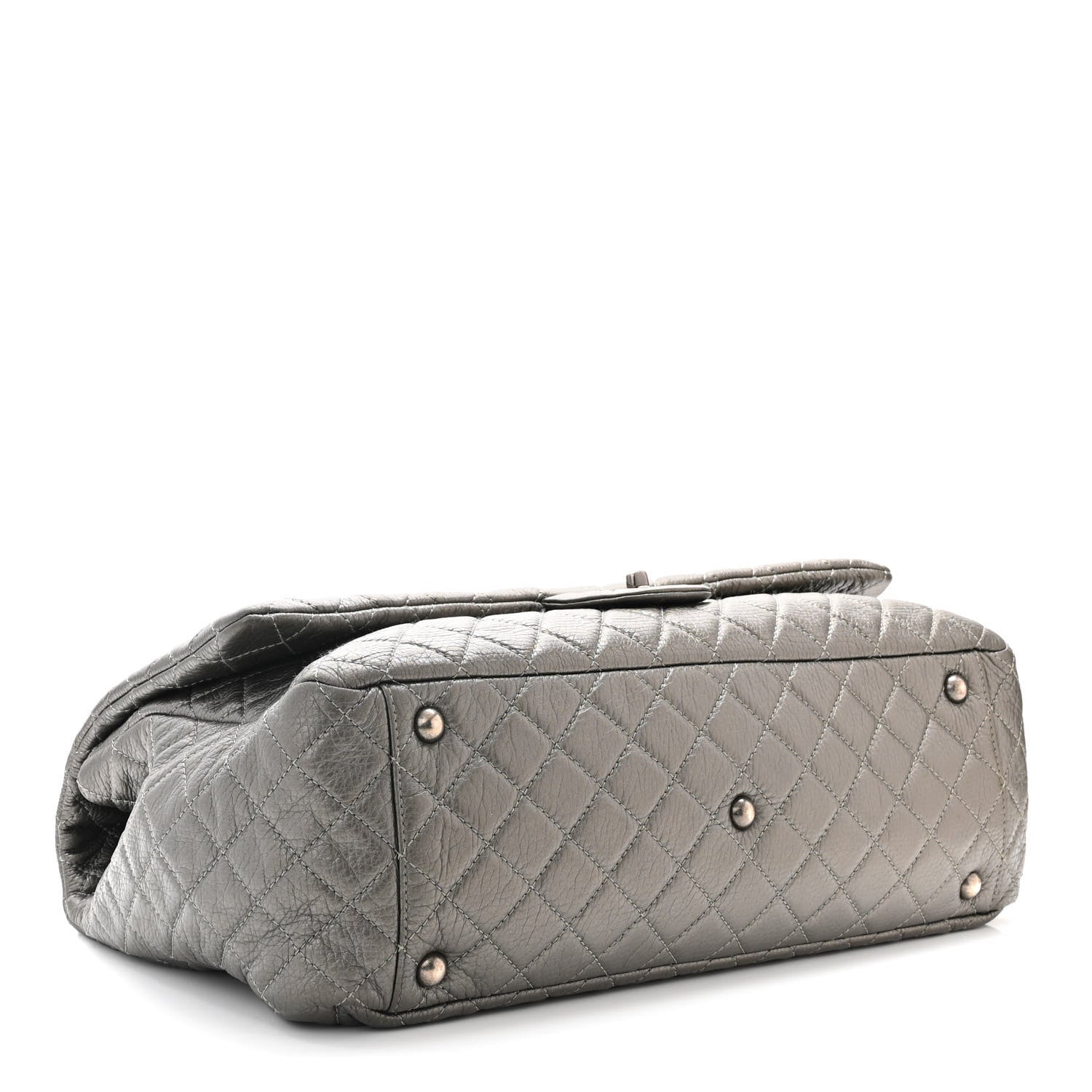 Chanel Metallic Calfskin Quilted XXL Travel Flap Bag Dark Silver 4 of 10