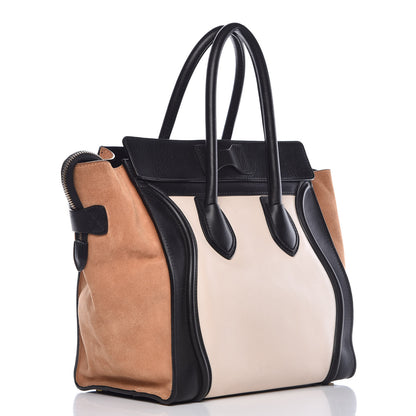 Celine Satin Calfskin Suede Mini Tri-Color Luggage Seashell 3 of 15