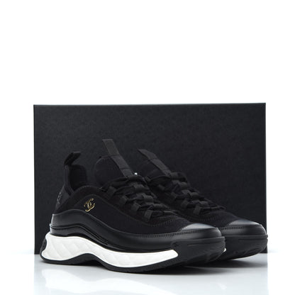 Chanel Velvet Calfskin Mixed Fibers CC Sneakers 39.5 Black 10 of 10