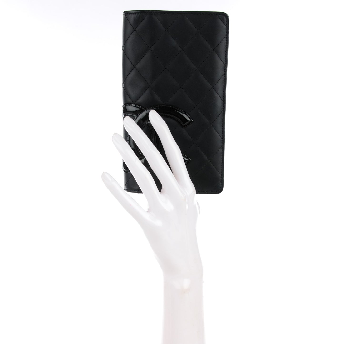 Calfskin Quilted Cambon Yen Wallet Black