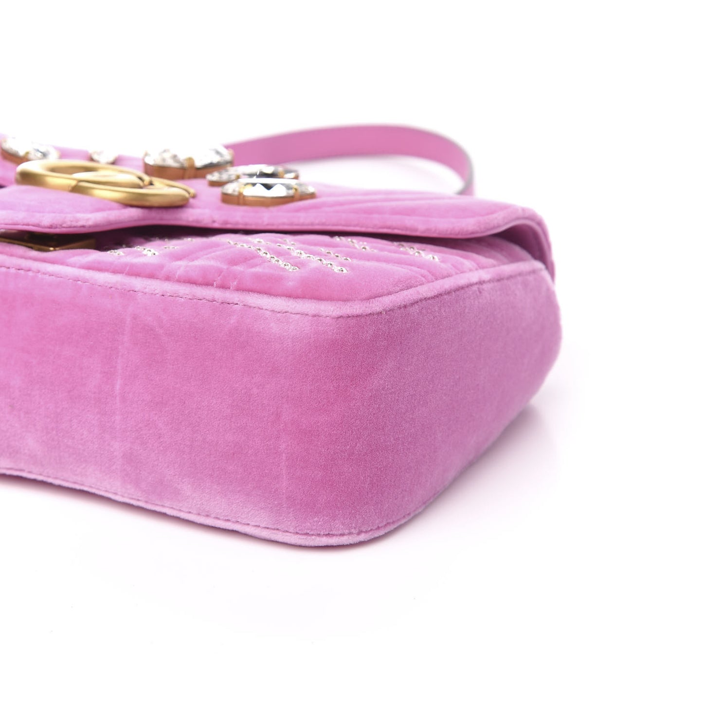 Velvet Matelasse Marquise Crystals Embroidered Small GG Marmont Shoulder Bag Malva