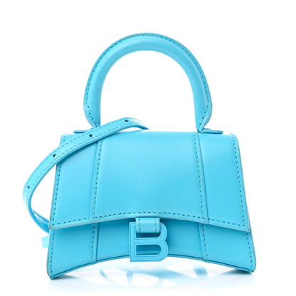 Balenciaga Shiny Box Calfskin Tonal B Hourglass Top Handle Bag Mini Azur 1 of 13