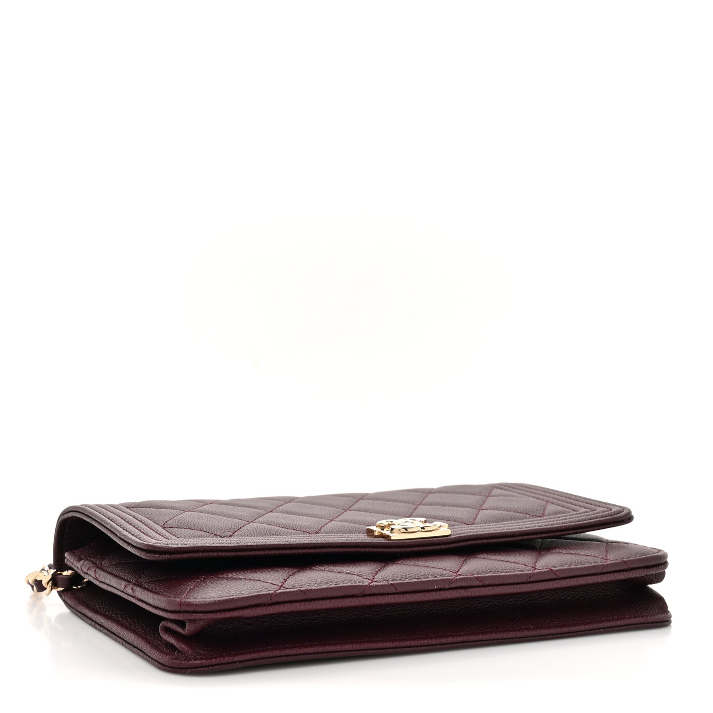 Caviar Quilted Boy Wallet On Chain WOC Burgundy