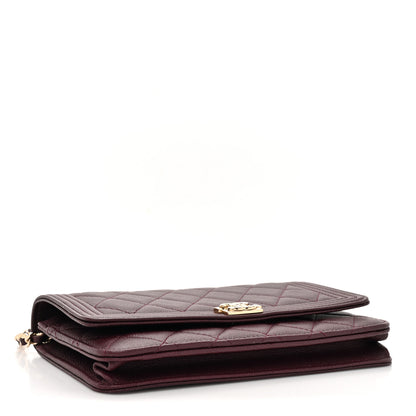 Chanel Caviar Quilted Boy Wallet On Chain WOC Burgundy 4 of 14