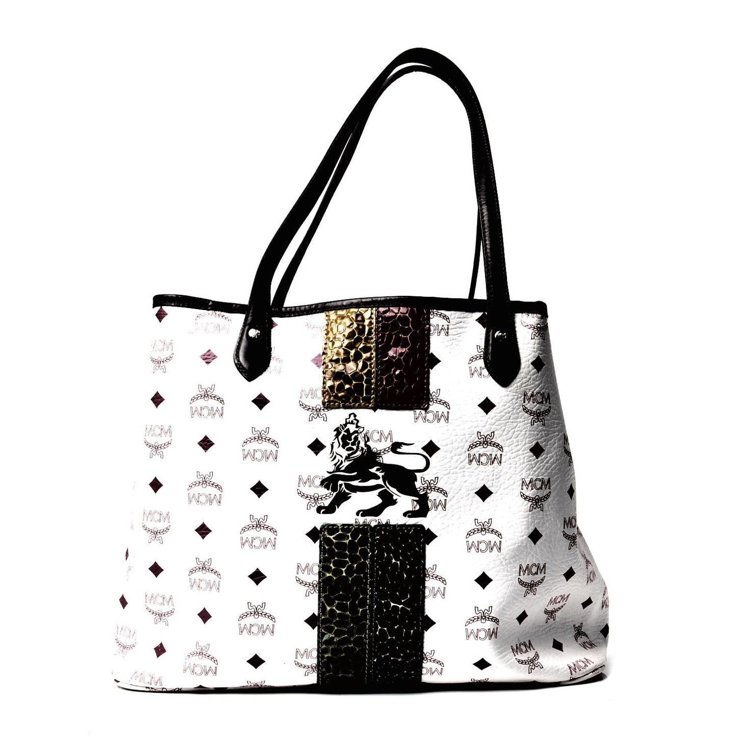 Visetos Striped Munich Lion Tote White