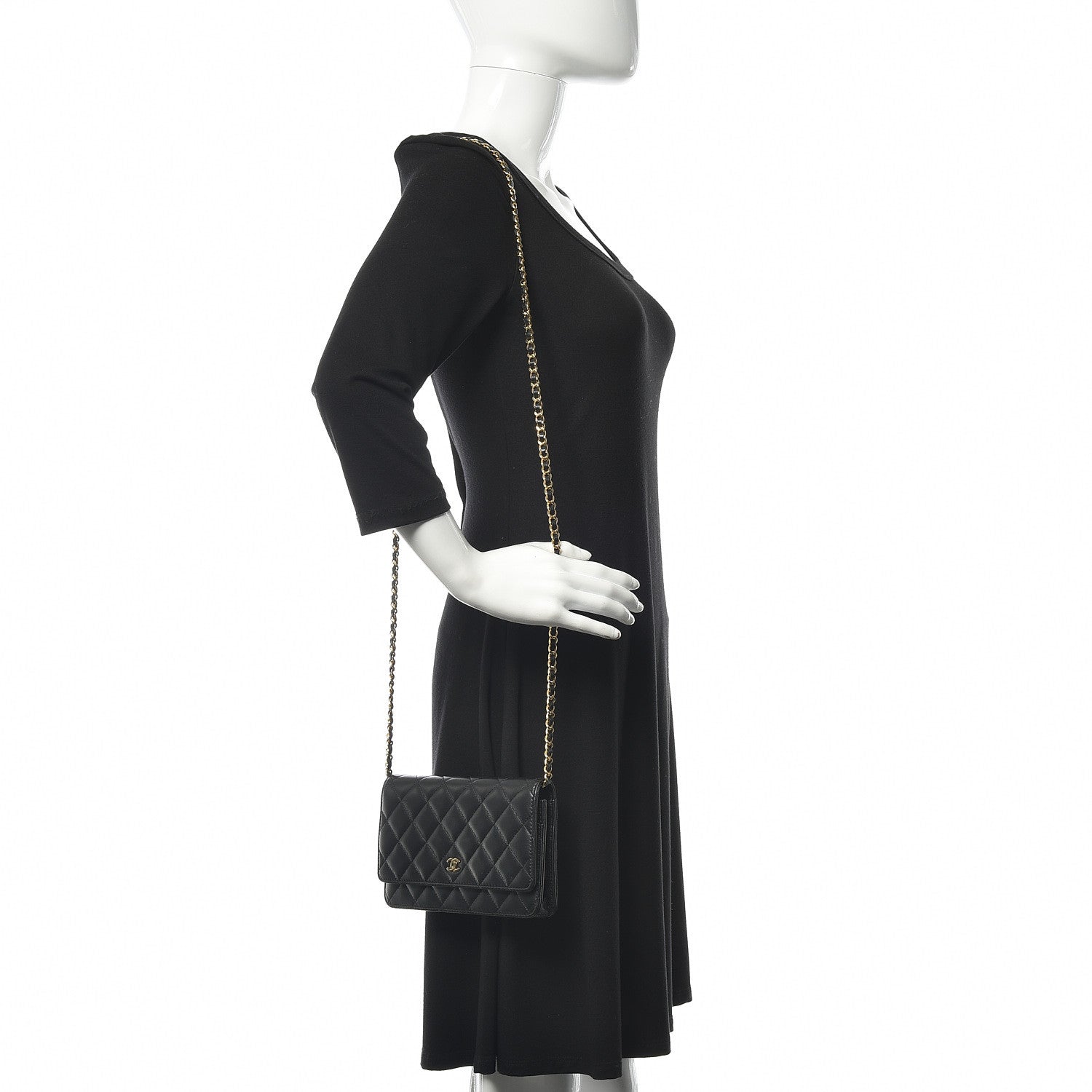 Chanel Lambskin Quilted Wallet On Chain WOC Black 2 of 11