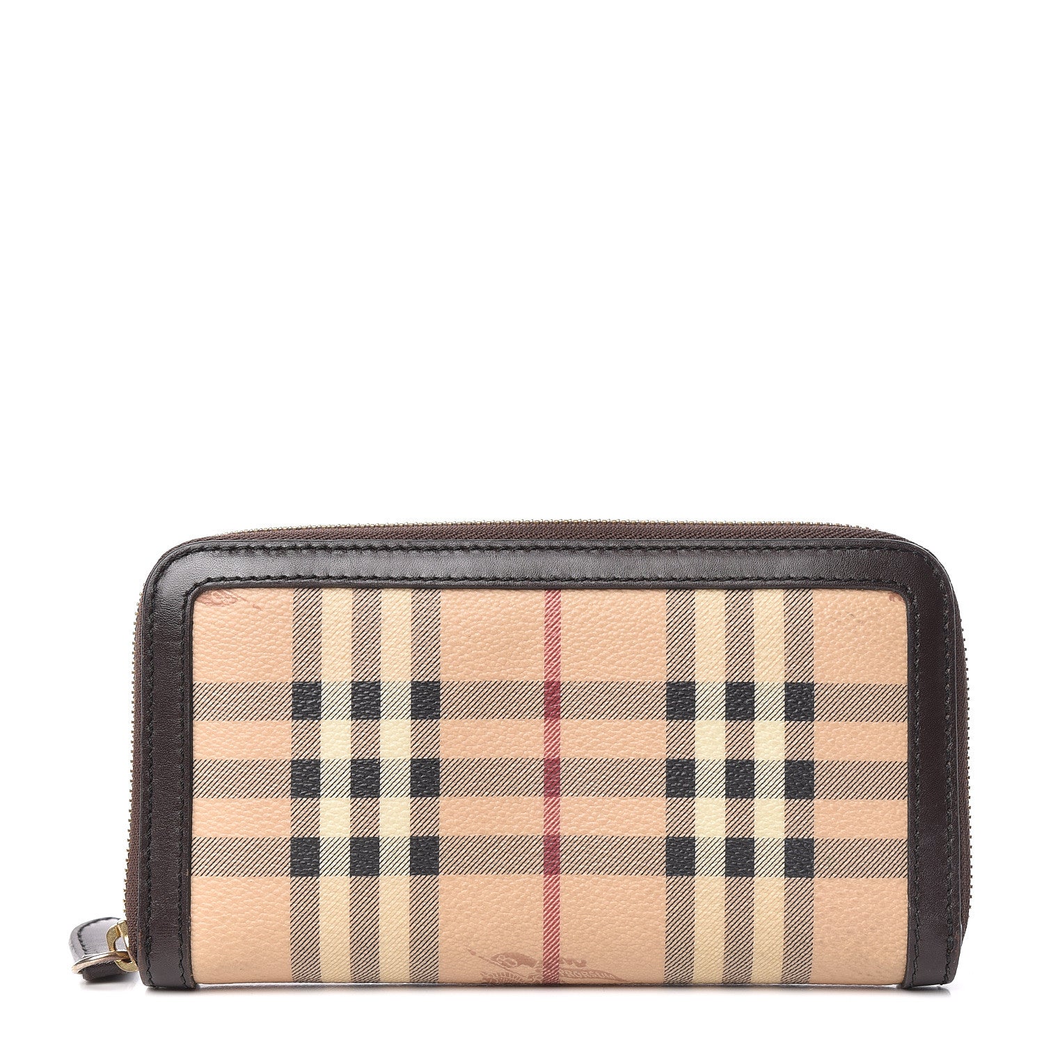 Burberry Haymarket Check Large Ziggy Zip Around Wallet Chocolate 1 of 9