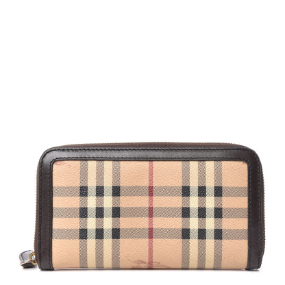 Burberry Haymarket Check Large Ziggy Zip Around Wallet Chocolate 1 of 9