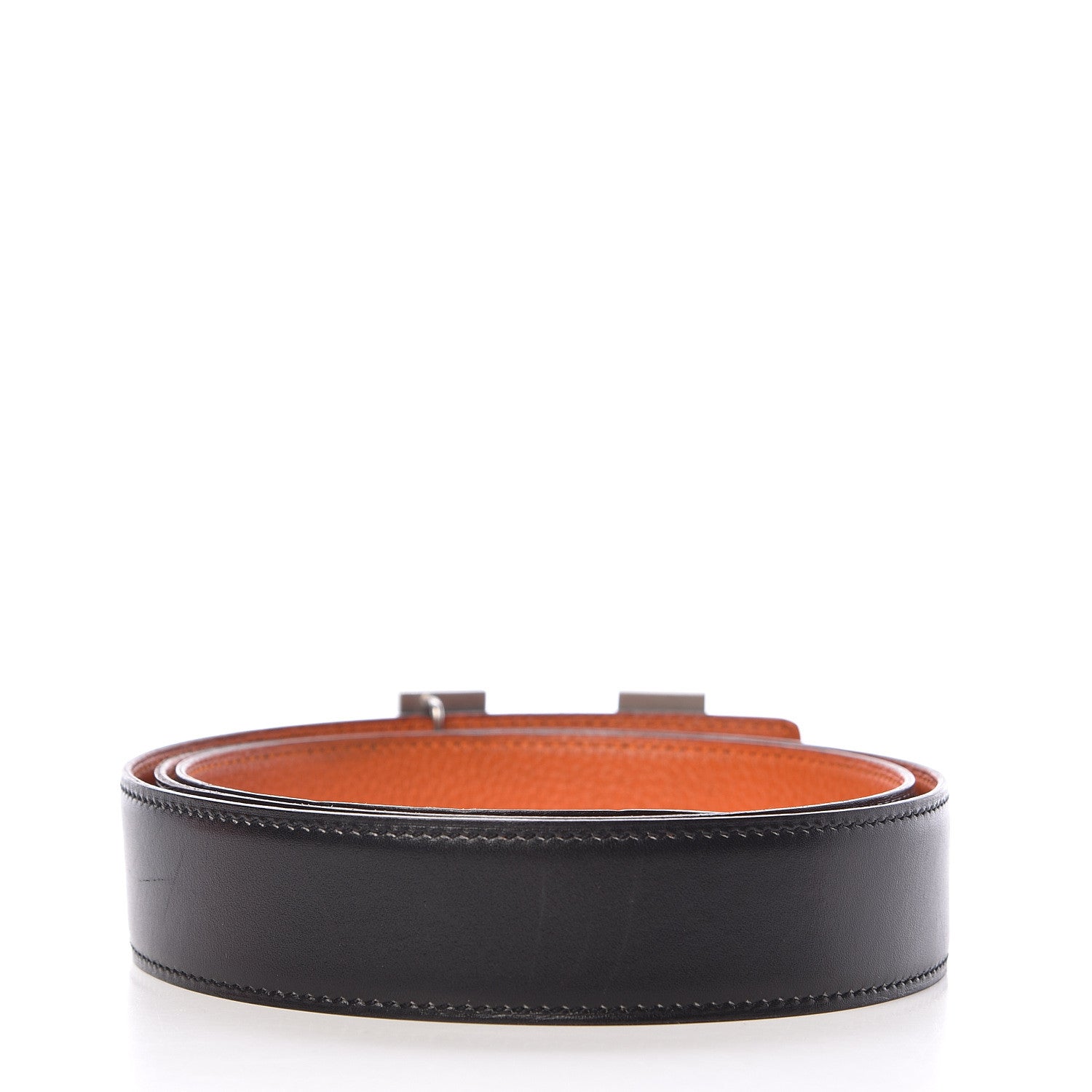 Hermes Box Togo 32mm H Belt 100 Black Orange 3 of 11