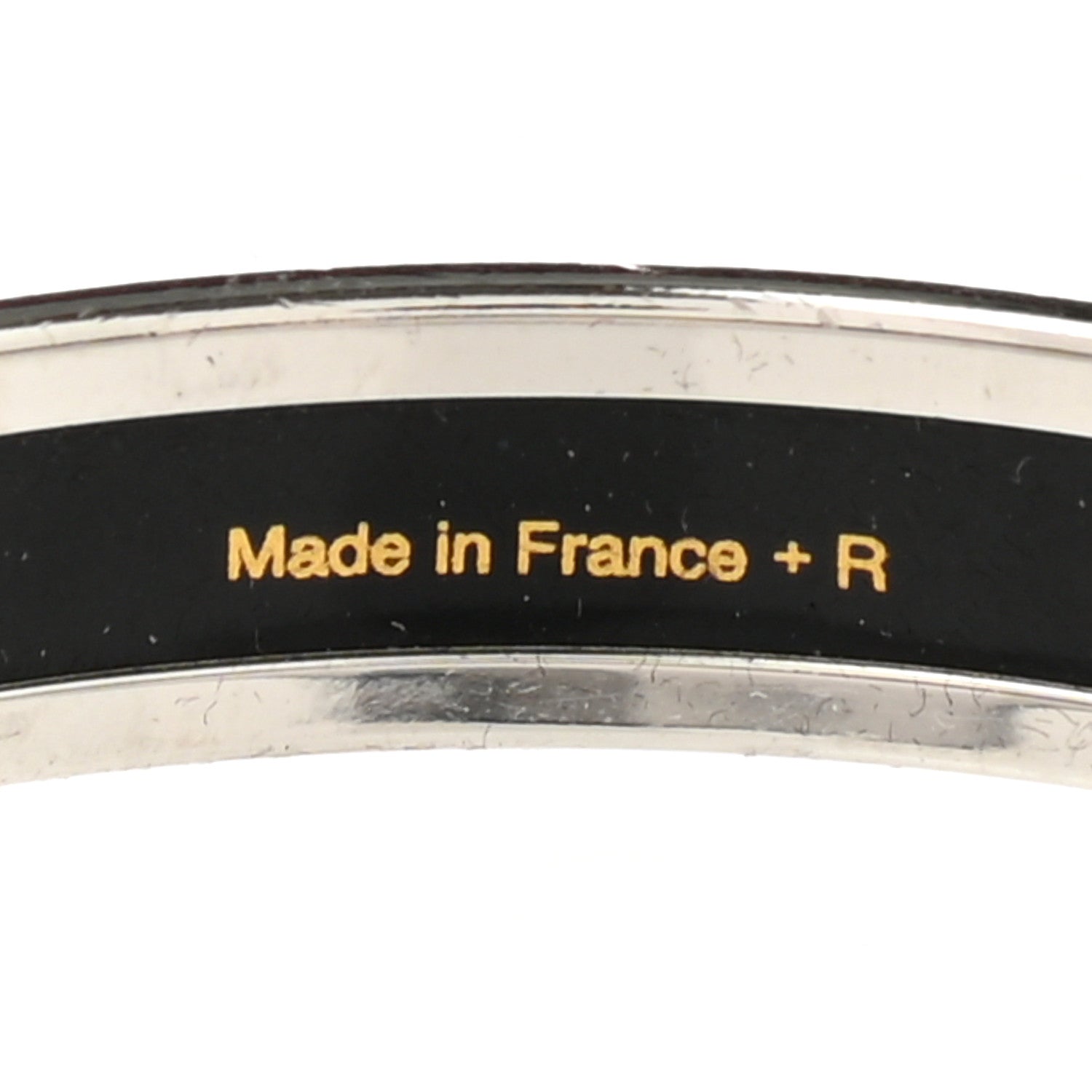 Hermes Enamel Printed Narrow Bracelet 65 Black White 5 of 6