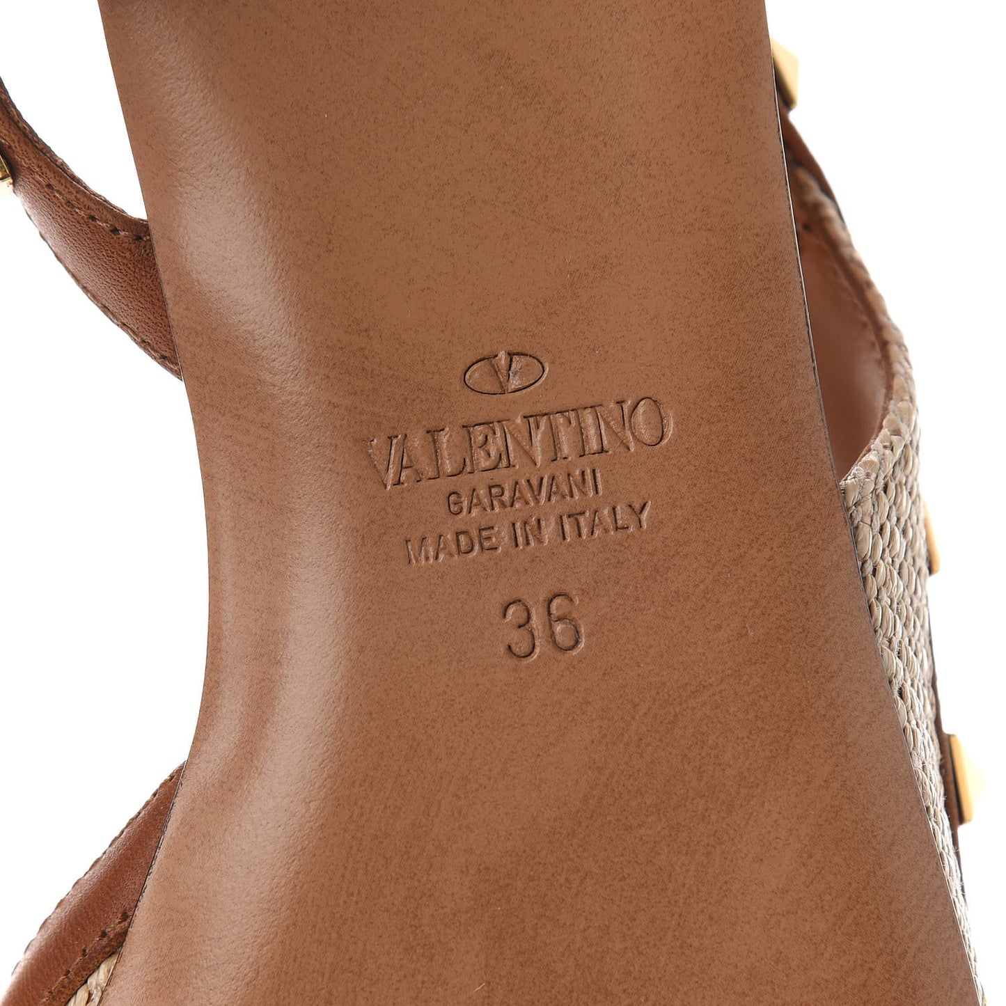 Raffia Calfskin Rockstud Slingback Flats 36 Naturale
