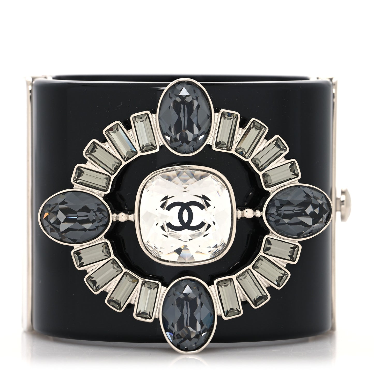 Resin Baguette Crystal CC Cuff Black
