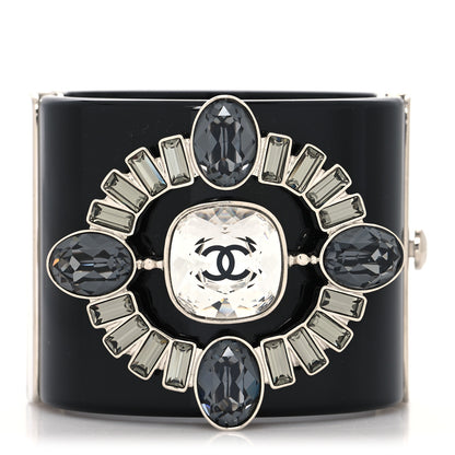 Chanel Resin Baguette Crystal CC Cuff Black 1 of 5