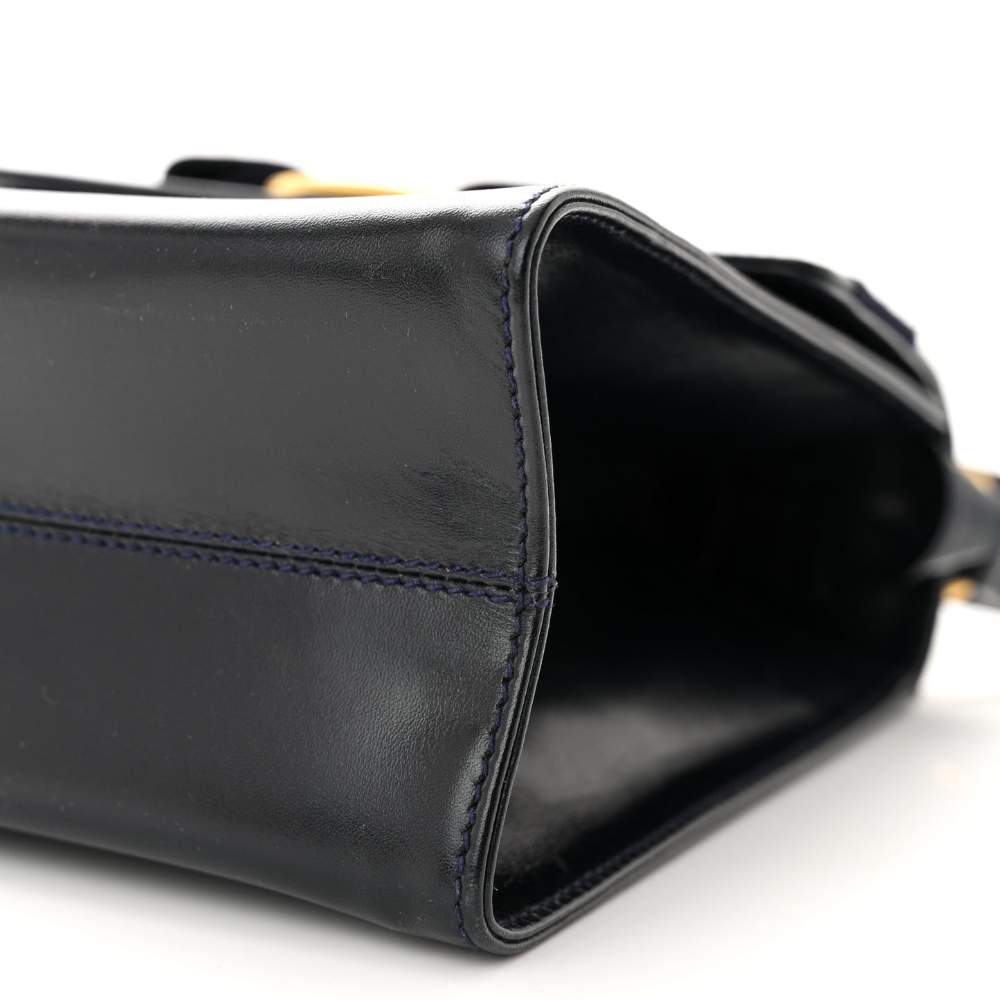 Calfskin Vera Bow Mini Top Handle Crossbody Bag Navy