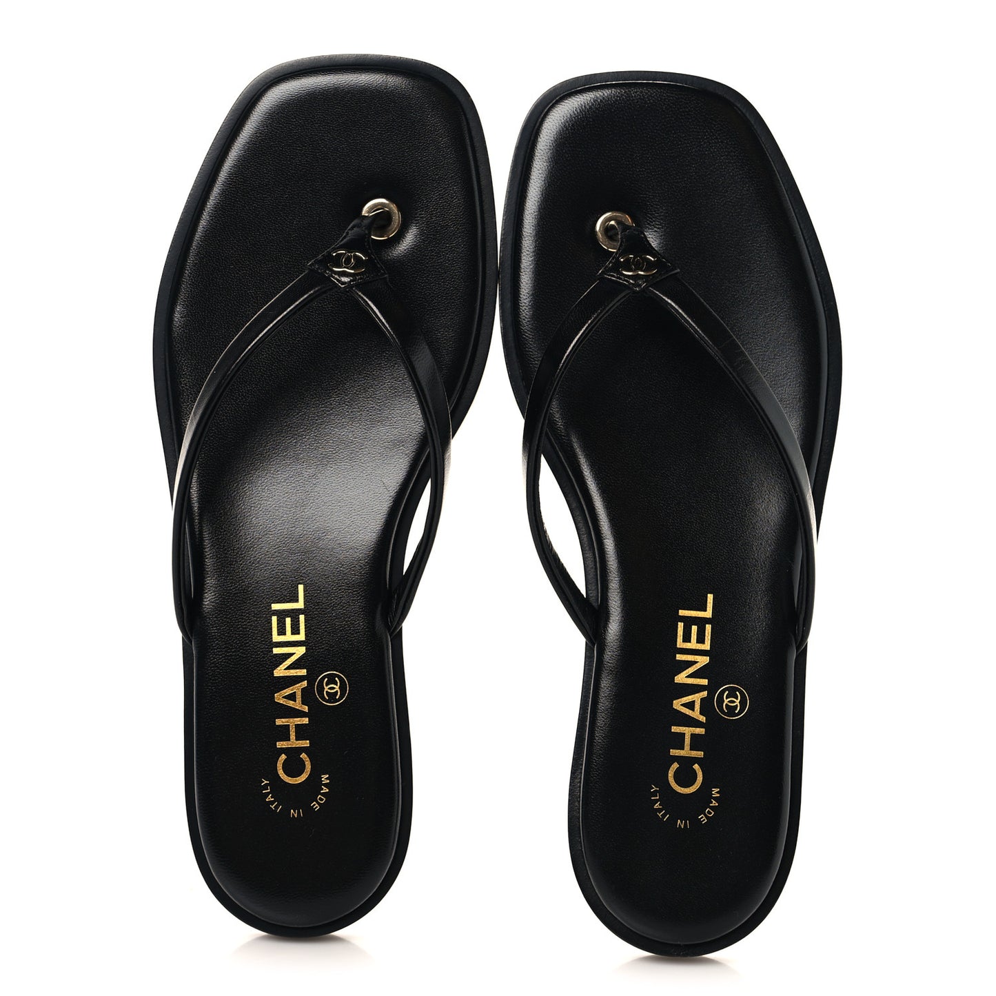 Goatskin Times Square Thong Sandals 37.5 Black