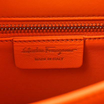 Salvatore Ferragamo Brushed Calfskin Airbrush Small Iconic Top Handle Bag Orange Multicolor 6 of 10