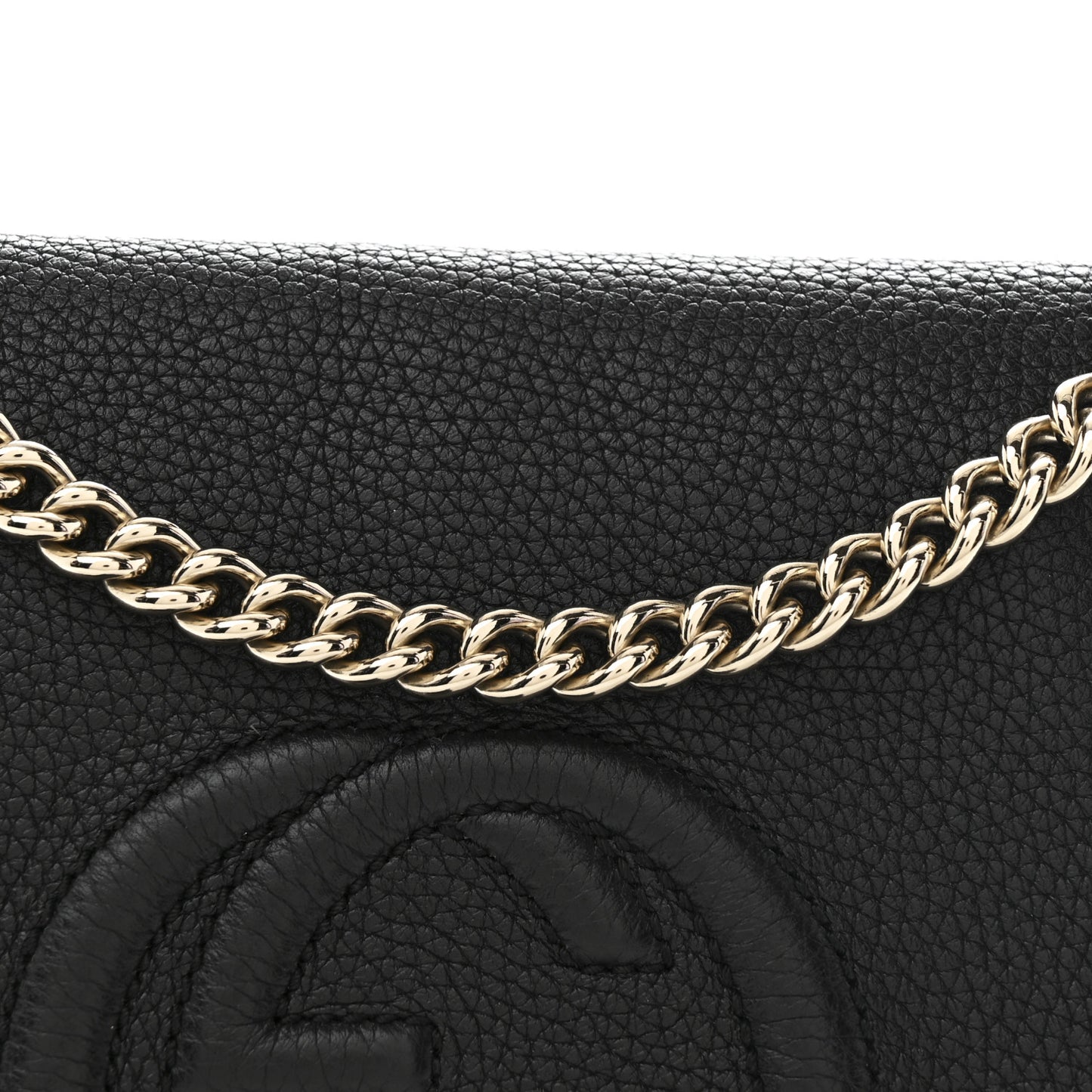 Pebbled Calfskin Medium Soho Flap Crossbody Black