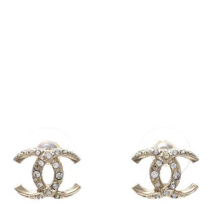 Chanel Crystal Textured CC Earrings Gold 1 of 5