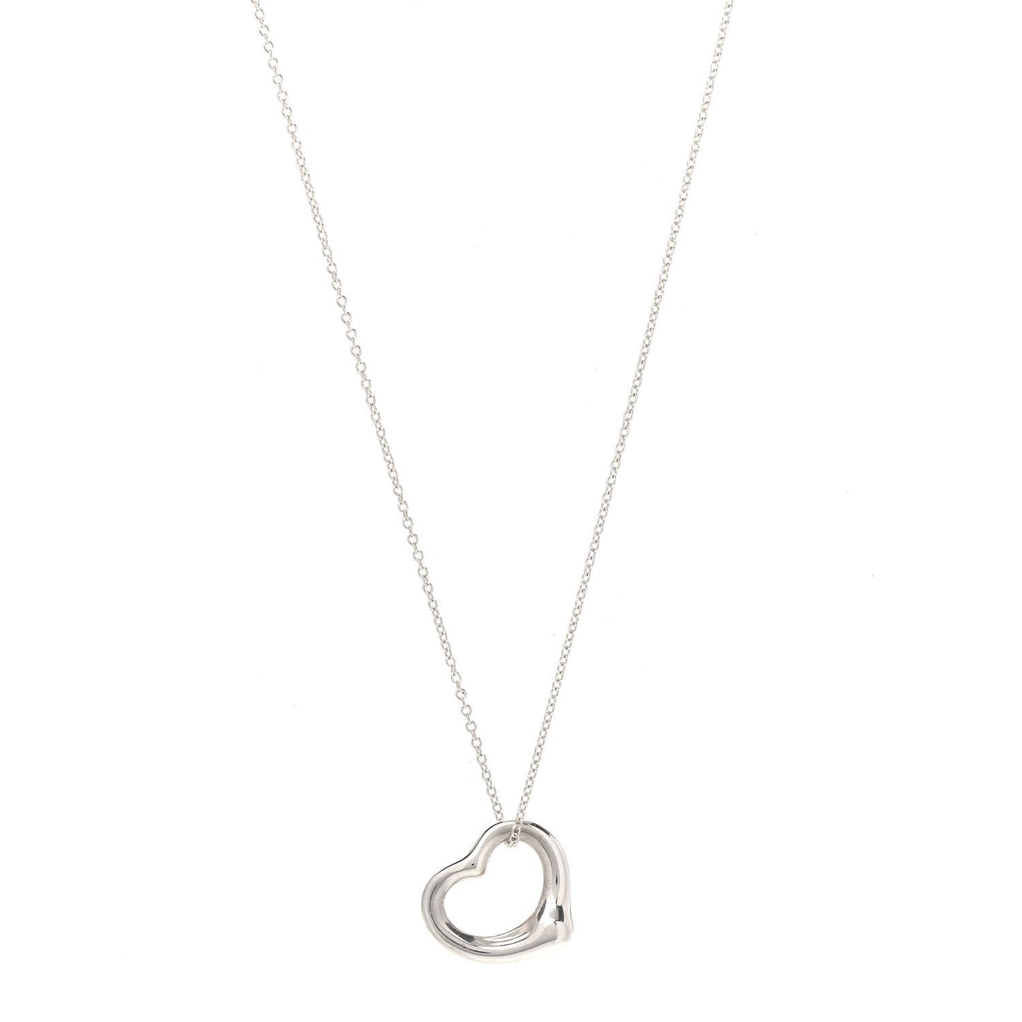 Sterling Silver 16mm Elsa Peretti Open Heart Pendant Necklace