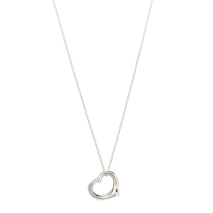 Tiffany Sterling Silver 16mm Elsa Peretti Open Heart Pendant Necklace 1 of 8