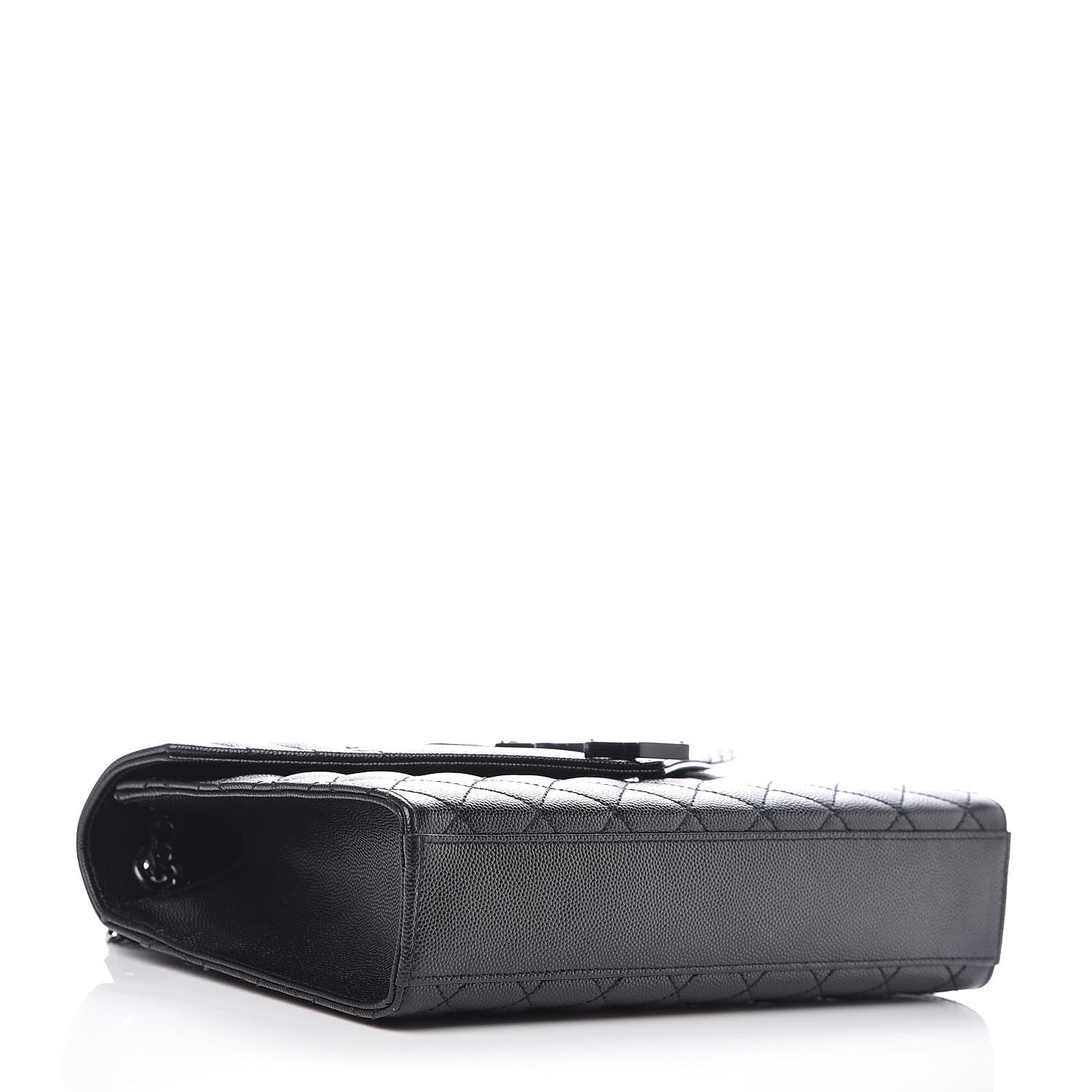 Saint Laurent Grain De Poudre Textured Mixed Matelasse Triquilt Medium Monogram Satchel Black 4 of 12